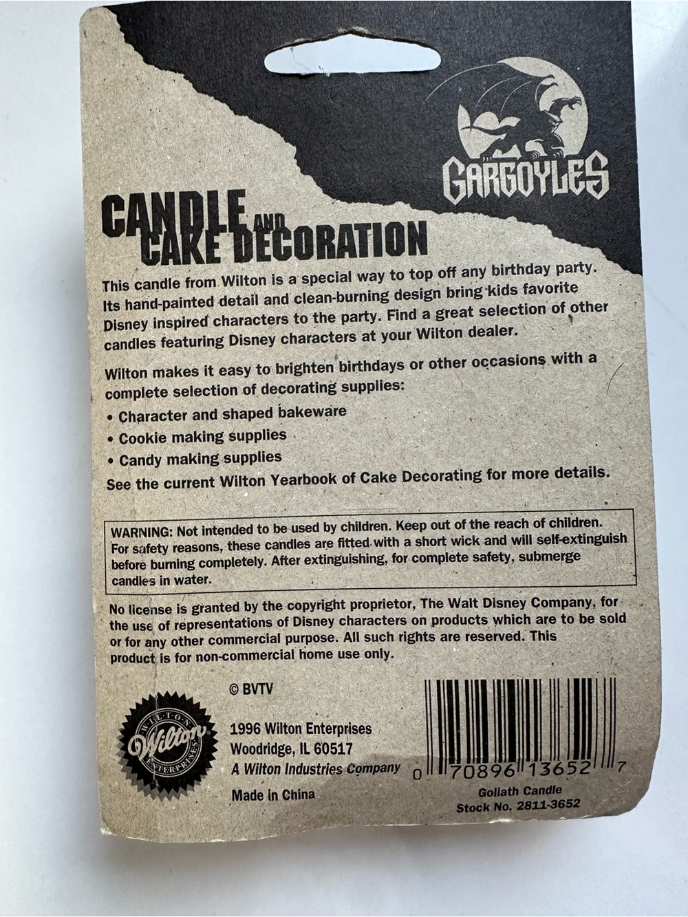 vintage 1995 Kenner Gargoyles Goliath candle and cake decoration NWT - Picture 2 of 3